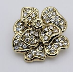 Gold and Silver Crystal Flower Brooch